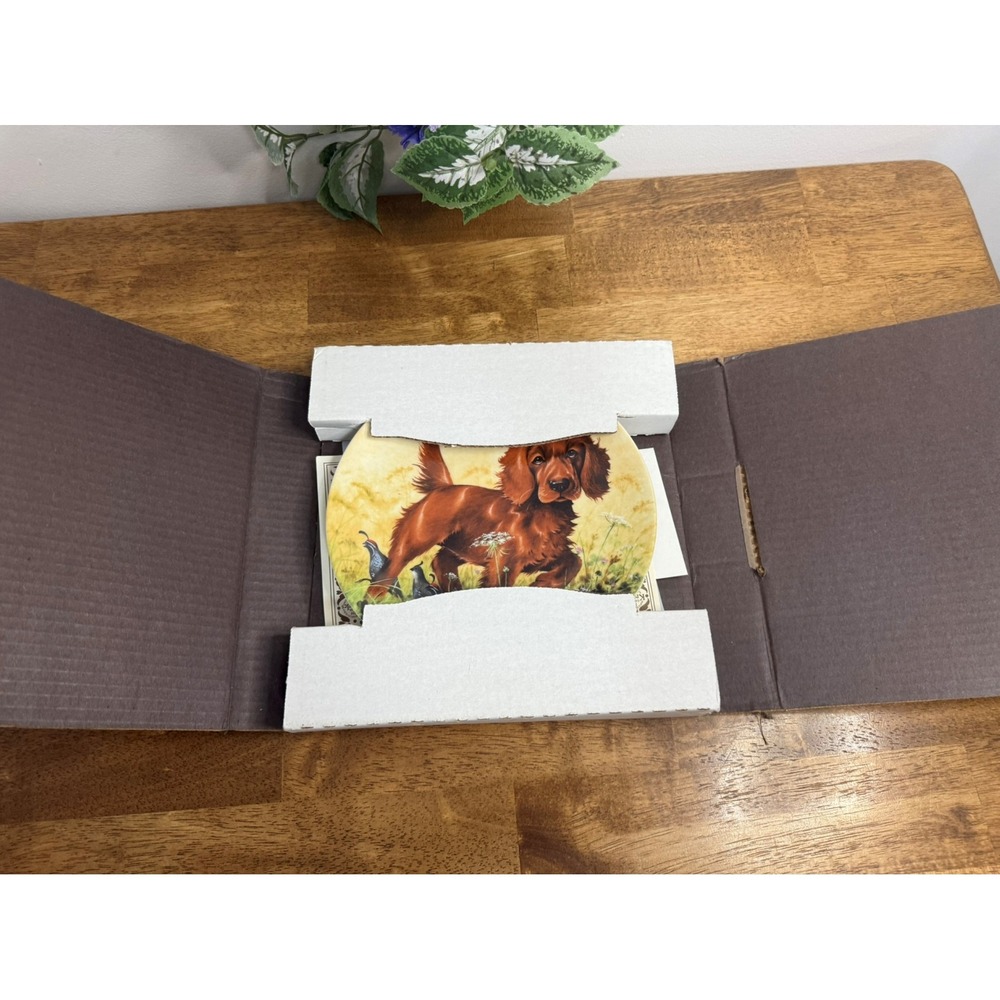Vintage Knowles Field Puppies Plate Irish Setter Box COA Lynn Kaatz 1988 Dog Art - Picture 5 of 6